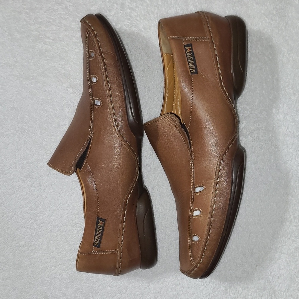 Mephisto Edlef Brown Smooth Leather Slip On Loafers Size 8 Men's